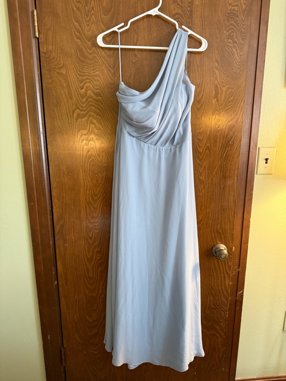 Birdy Grey “Kira Dress” One-Shoulder Dusty Blue Bridesmaid Gown - Picture 3 of 4